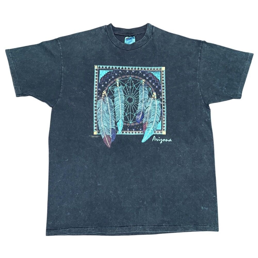 Vintage 90s 1993 Arizona Dreamcatcher Feather Graphic Tee Hanes Beefy‑T XL Shirt
